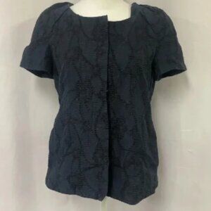 Charlotte Brody Cabana Short Sleeve Button Up Shirt Jacket Small Navy
